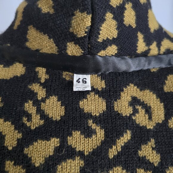 Leopard Print Shawl Collar Cardigan Wool Jacket - Picture 5 of 7